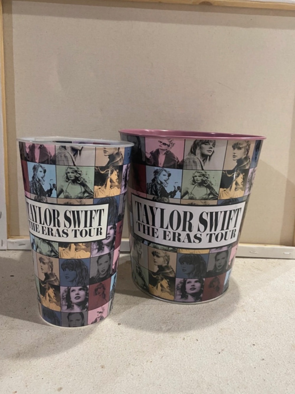 Taylor Swift Pink & Multi Pop Art Eras Tour Waste Bins (Pair)